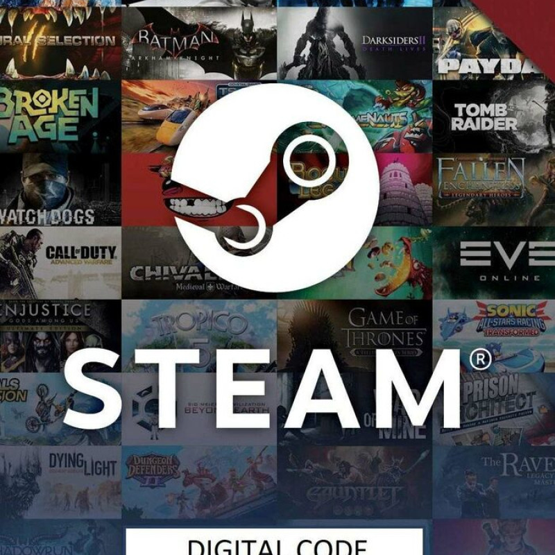 Steam Gift Card 50 EUR – Europe Key Steam Gift Card 50 EUR digital code on a red Steam-branded background, valid for Europe